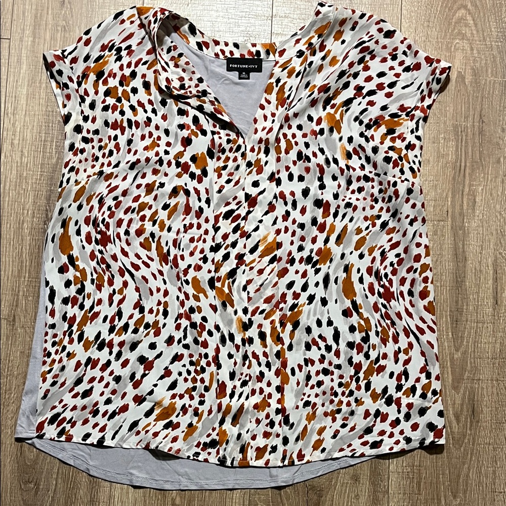 Fortune + Ivy Vibrant Women's Patterned Blouse Size XL